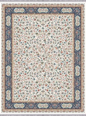 فرش 1500 شانه ابریشم نما طرح گل و مرغ
